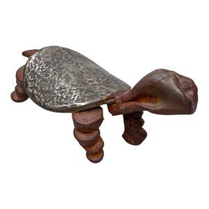 Modernist Steampunk Brutalist METAL ART IRON TURTLE Sculpture Mid Century Modern